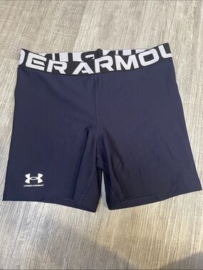 Under Armour Women's Navy Compression Shorts with Branded Waistband